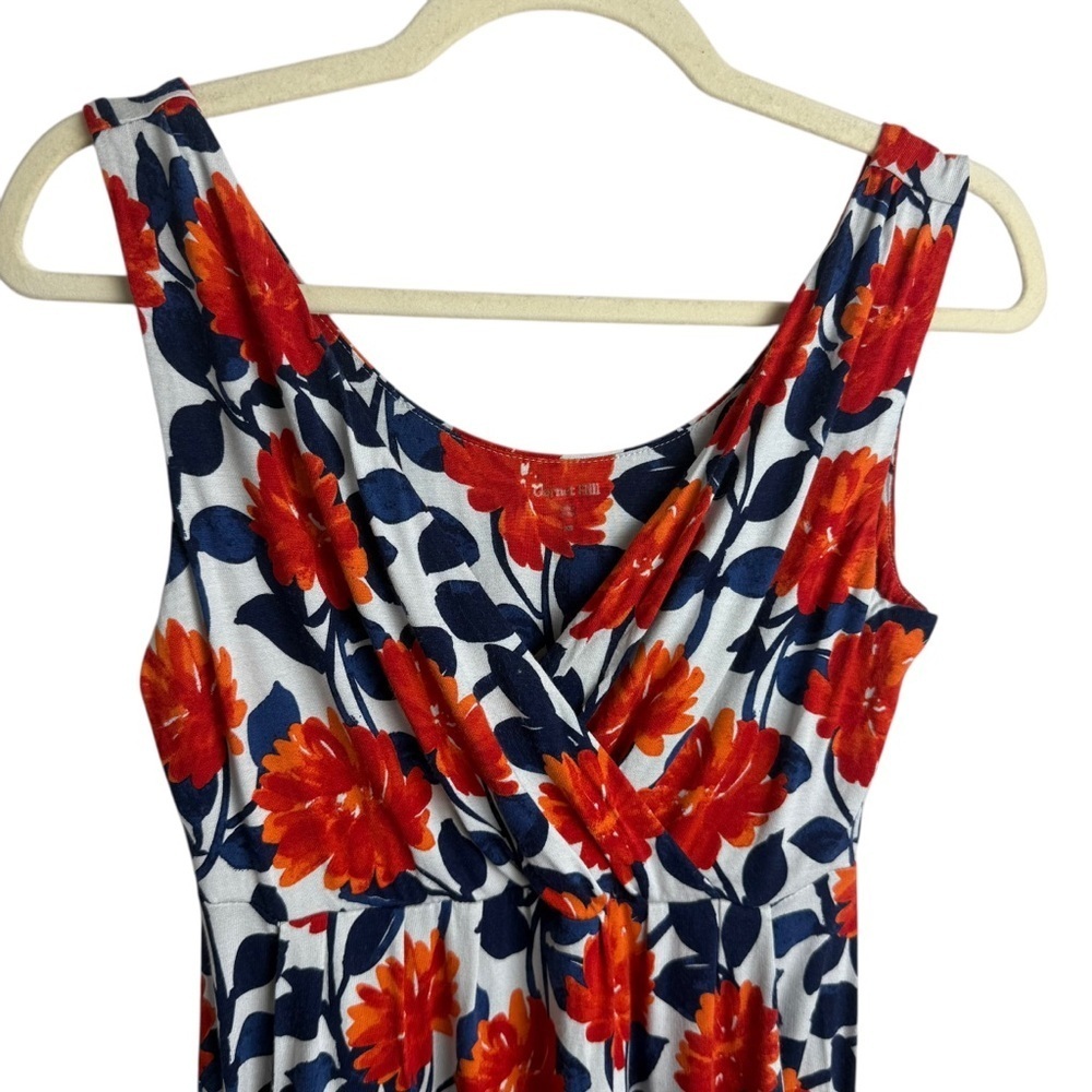 Garnet Hill Floral Print Sleeveless V Neck Dress Midi Length Size XS Sundress - Picture 2 of 9